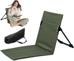 Folding Beach Chair, Breathable Stable Portable Beach Chair with Sponge Filling, Mesh Pocket, Lightweight Soft Sturdy for Fishing, Barbecues, Hiking (Olive Green)