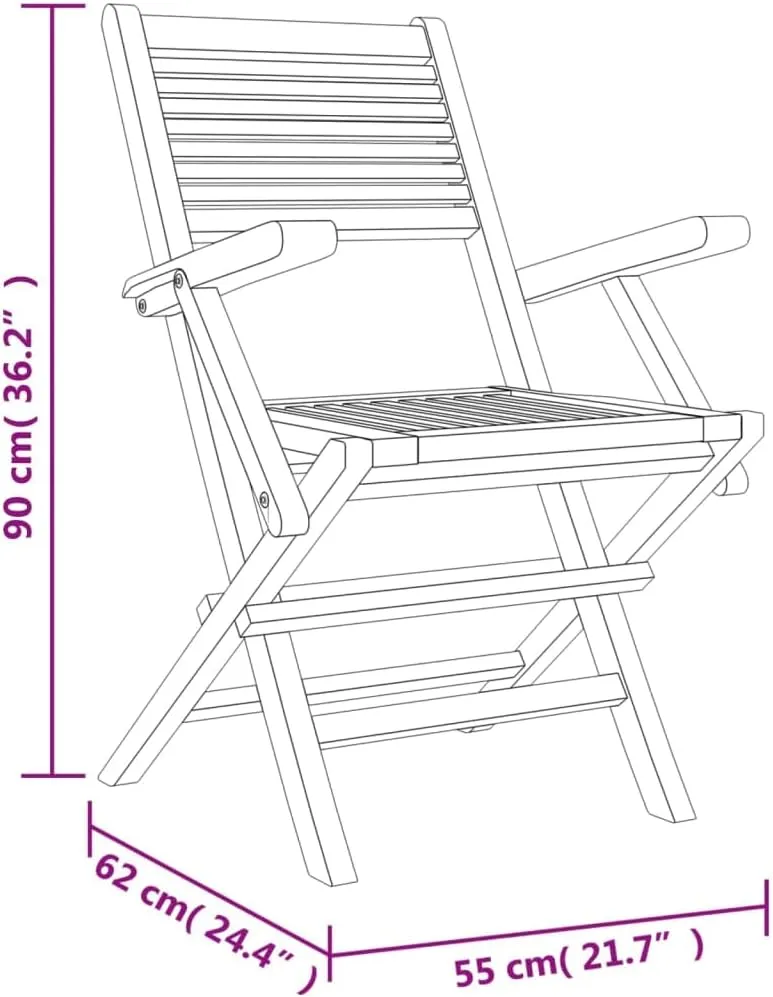 Folding Beach Chairs Heavy Duty Beach chairsFolding Patio Chairs 8 pcs 21.7"x24.4"x35.4" Solid Wood TeakSuitable for Garden Patio Living Room