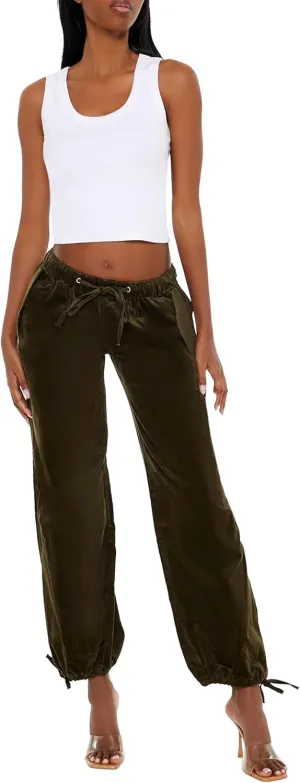 Forever 21 Women's Velvet Drawstring Joggers