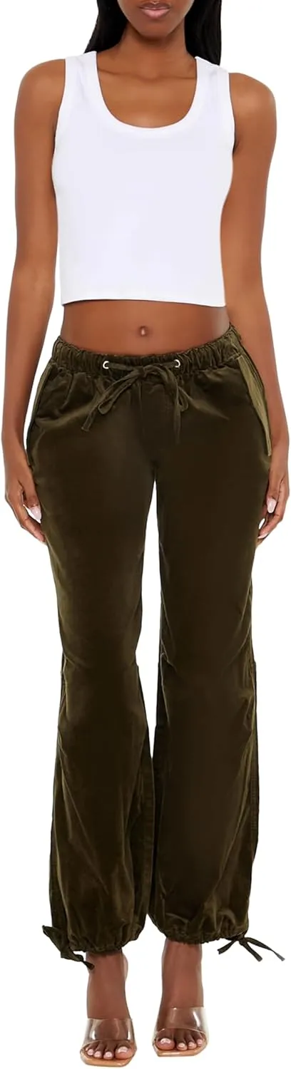 Forever 21 Women's Velvet Drawstring Joggers