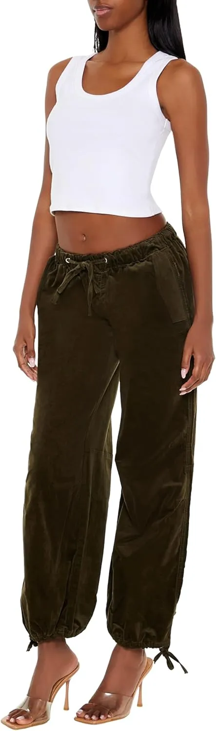 Forever 21 Women's Velvet Drawstring Joggers