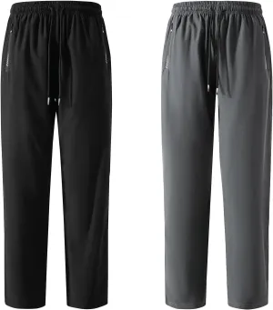 FoxQ Men's Sweatpants Quick Dry Jogger Hiking Pants with Secure Zipper Pockets Athletic Pants for Gym,Running,Workout