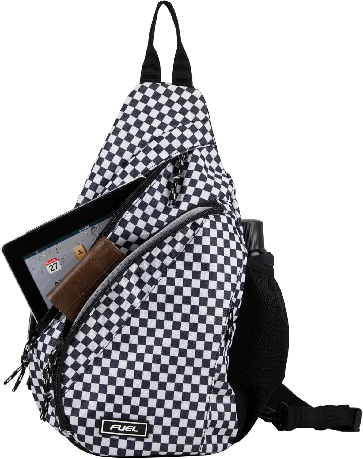 FUEL Sling Bag Hiking Travel Backpack Crossbody Chest Daypack for Men and Women Large Riptide Lightweight Checker