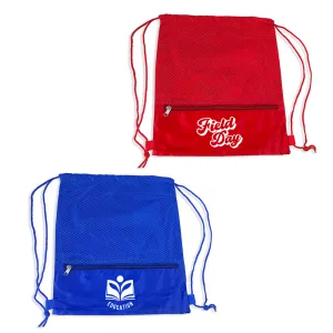 Fun Day Mesh Zip Pocket Drawstring Bag