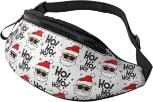 Funny Christmas Santa Claus Fanny Pack Crossbody Waist Bag Pack for Men Women. Belt Bag for Travel Walking Running Hiking Fishing.