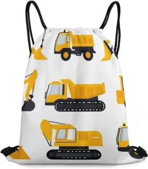 Funny Construction Equipment Forklifts Cranes Excavators Tractors Bulldozers Trucks Shoulder Bag, Adults Durable Lightweight Crossbody Bag, Large Capacity Storage Pouch Drawstring Bags for Travel