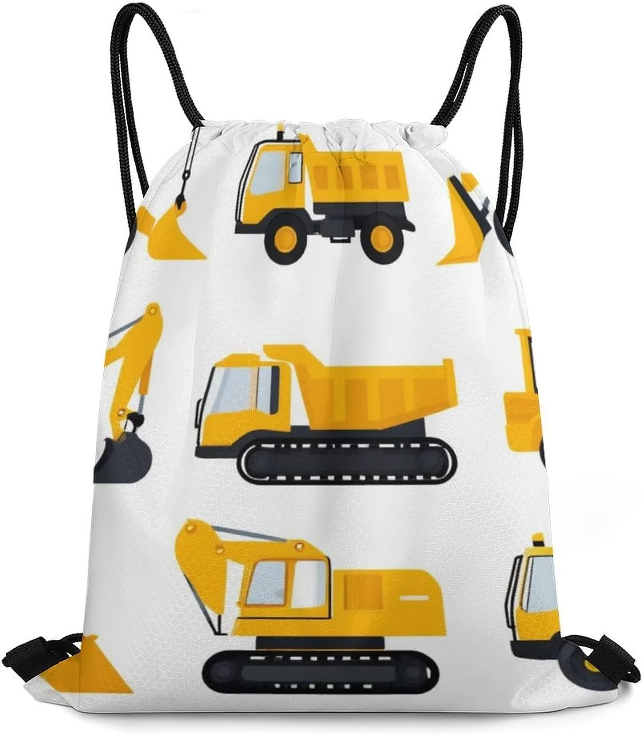 Funny Construction Equipment Forklifts Cranes Excavators Tractors Bulldozers Trucks Shoulder Bag, Adults Durable Lightweight Crossbody Bag, Large Capacity Storage Pouch Drawstring Bags for Travel