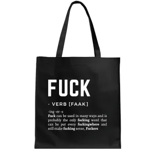 Funny Gift Ideas for Word and Verb Lovers Black Multicolor Canvas Tote Bag