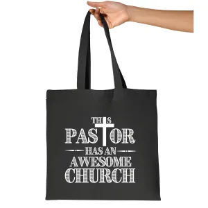 Funny Pastor Quote Gift Awesome Church Parish For Pastor Navy Black Multicolor Canvas Tote Bag