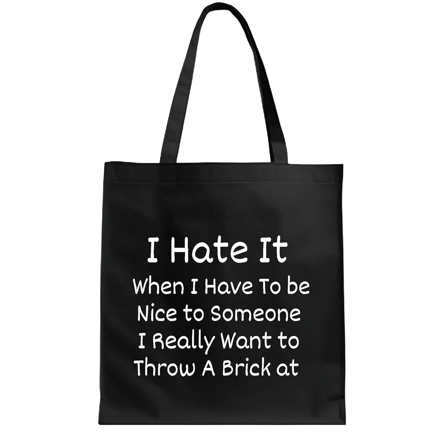 Funny Sarcasm Inspired Gift for Haters Who Want to Threaten Nicely Black Multicolor Canvas Tote Bag