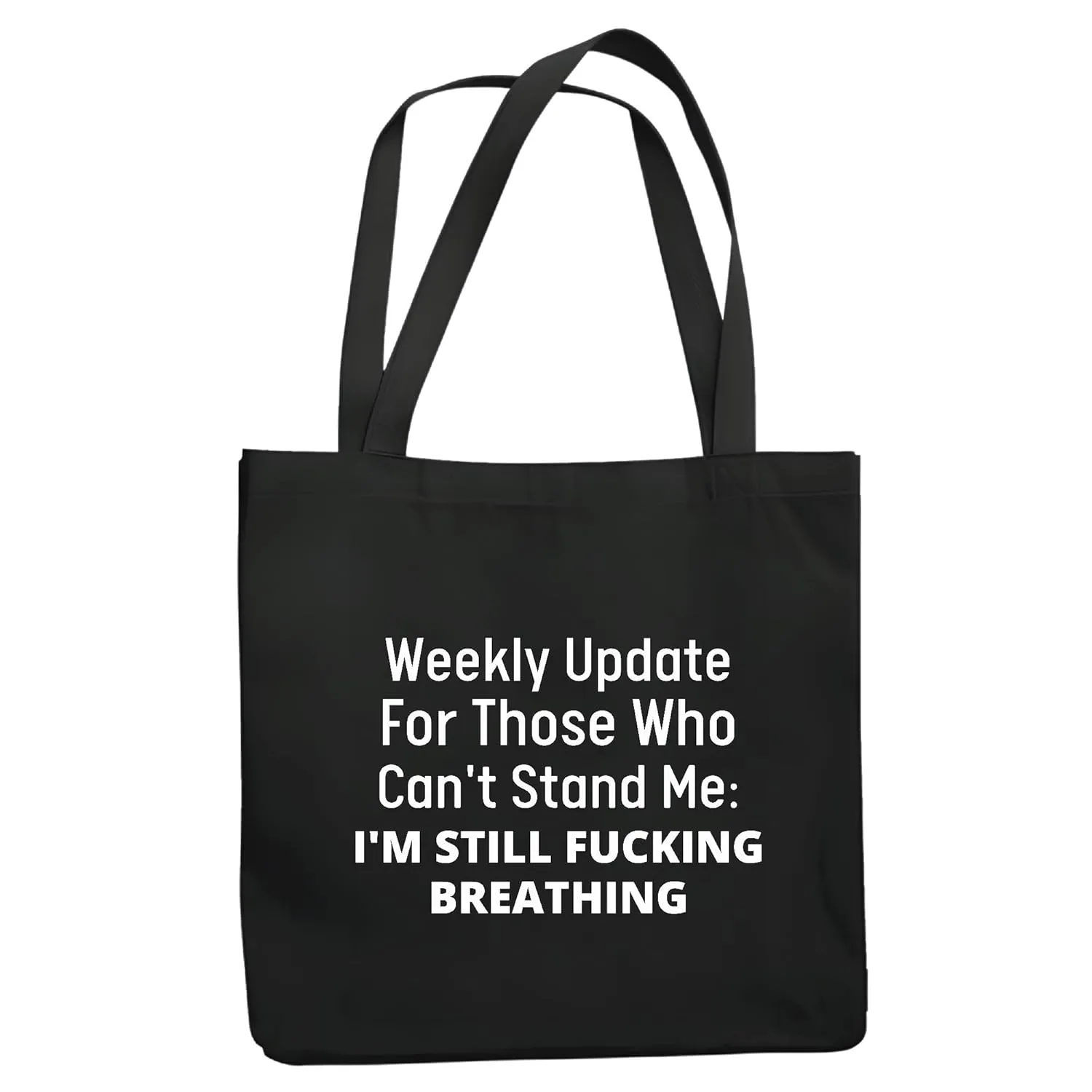 Funny Warning Threaten weekly update for those who can not stand me I am still fucking breathing funny Navy Black Multicolor Canvas Tote Bag