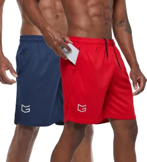G Gradual Men's 2 Pack 7" Workout Running Shorts Quick Dry Lightweight Gym Shorts with Zip Pockets
