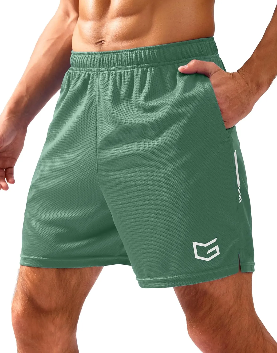 G Gradual Men's Gym Shorts 5"/7"/10" with Zipper Pockets Basketball Athletic Mesh Quick Dry Shorts for Workout Running Tennis
