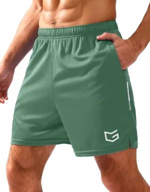 G Gradual Men's Gym Shorts 5"/7"/10" with Zipper Pockets Basketball Athletic Mesh Quick Dry Shorts for Workout Running Tennis