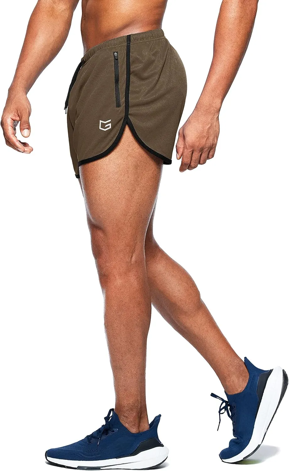 G Gradual Men's Running Shorts 3 Inch Quick Dry Gym Athletic Jogging Shorts with Zipper Pockets