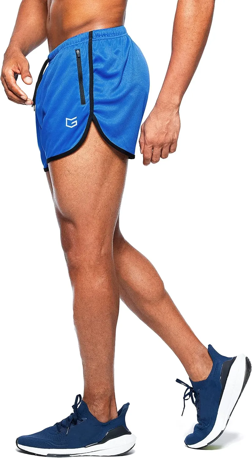 G Gradual Men's Running Shorts 3 Inch Quick Dry Gym Athletic Jogging Shorts with Zipper Pockets