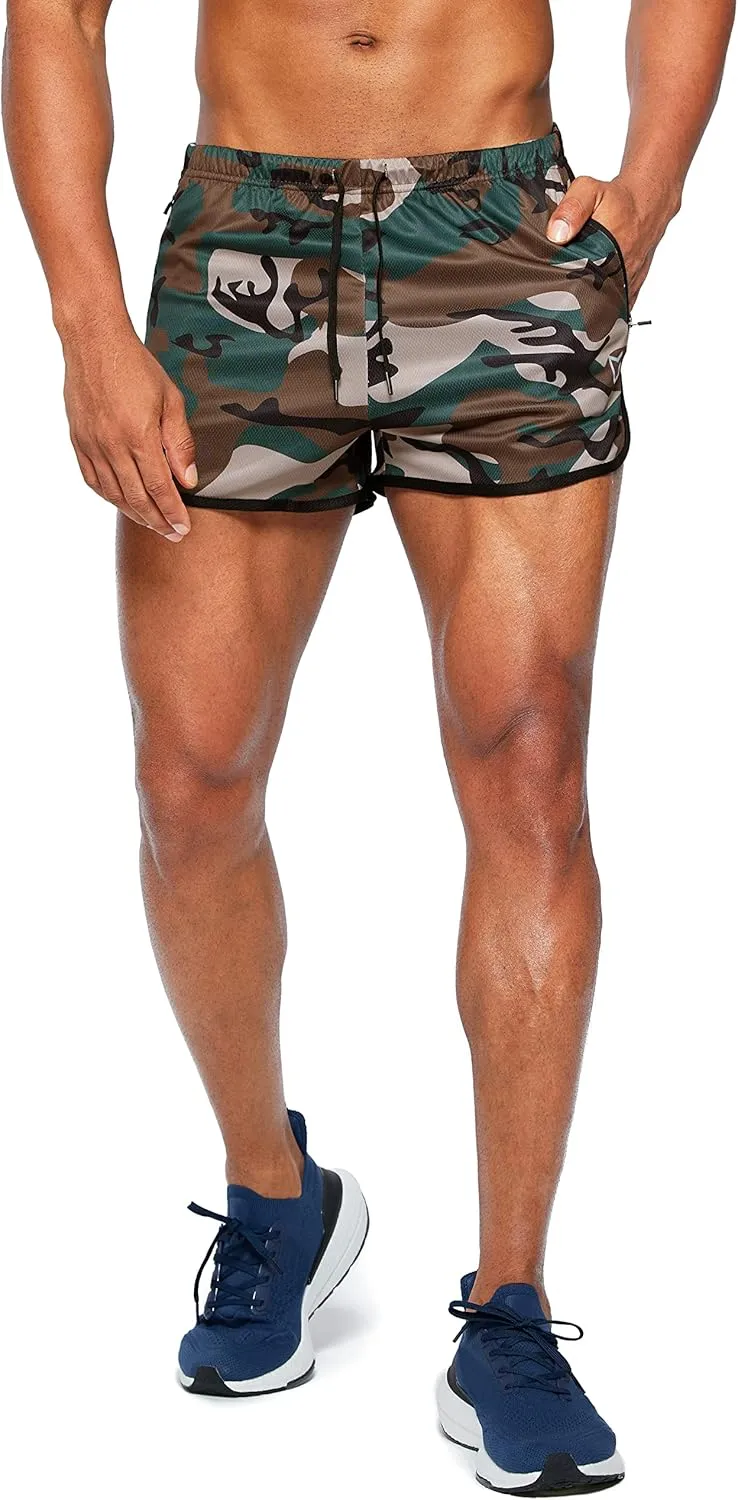 G Gradual Men's Running Shorts 3 Inch Quick Dry Gym Athletic Jogging Shorts with Zipper Pockets