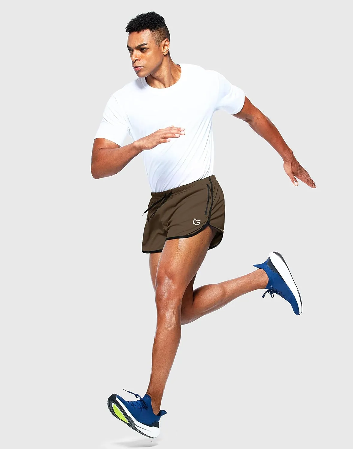 G Gradual Men's Running Shorts 3 Inch Quick Dry Gym Athletic Jogging Shorts with Zipper Pockets