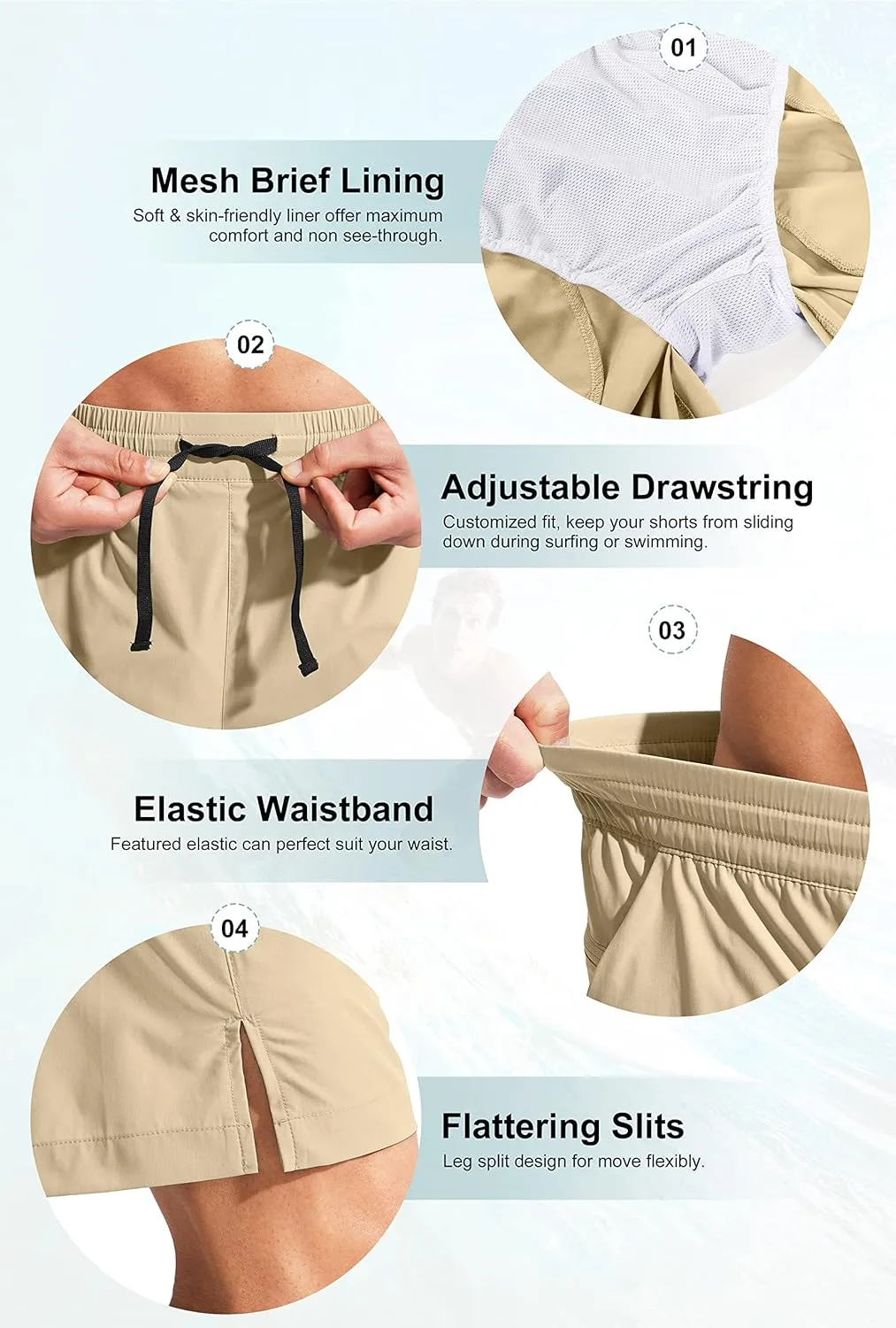 G Gradual Men's Swim Trunks Quick Dry Bathing Suit Beach Board Shorts for Men with Zipper Pockets and Mesh Lining