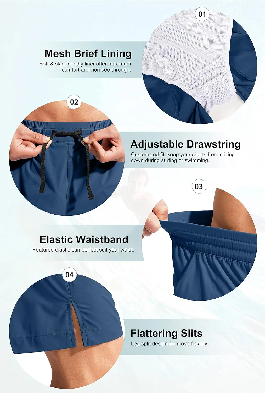 G Gradual Men's Swim Trunks Quick Dry Bathing Suit Beach Board Shorts for Men with Zipper Pockets and Mesh Lining