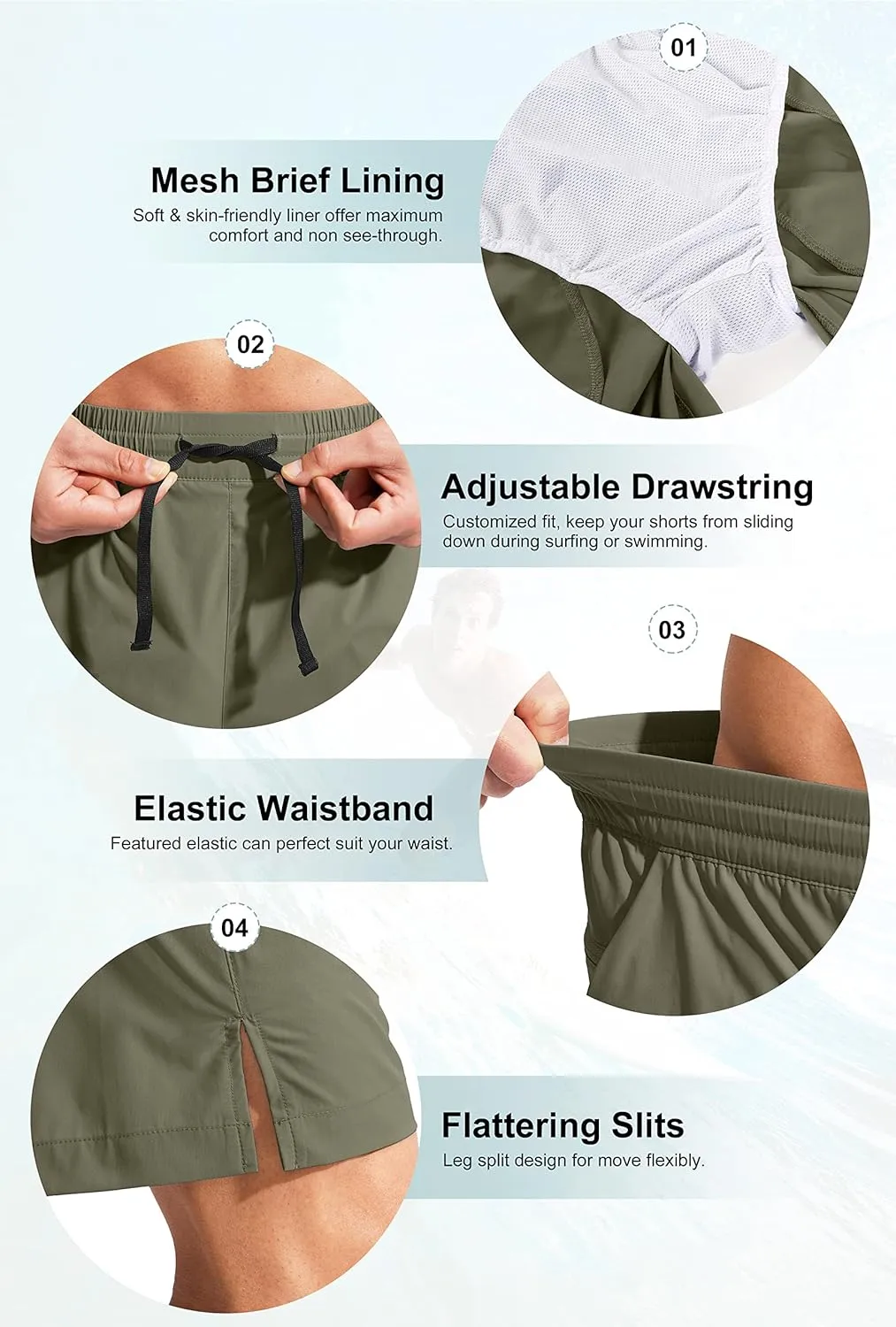 G Gradual Men's Swim Trunks Quick Dry Bathing Suit Beach Board Shorts for Men with Zipper Pockets and Mesh Lining
