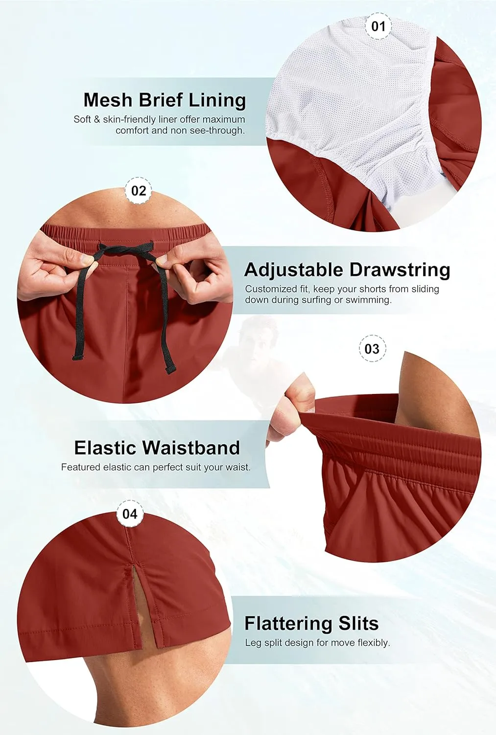 G Gradual Men's Swim Trunks Quick Dry Bathing Suit Beach Board Shorts for Men with Zipper Pockets and Mesh Lining