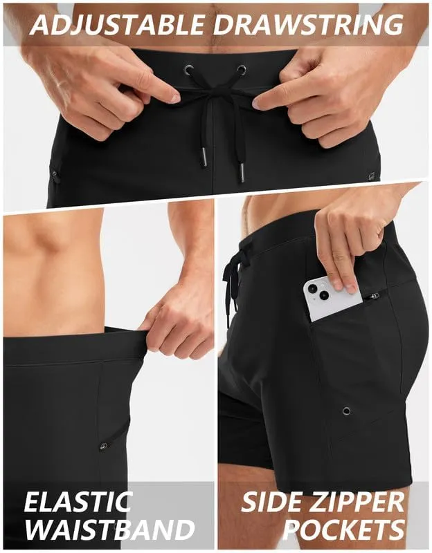 G Gradual Men's Swimsuit Trunks with Zipper Pockets Quick Dry Swimwear Bathing Suit Swim Briefs Board Shorts for Men