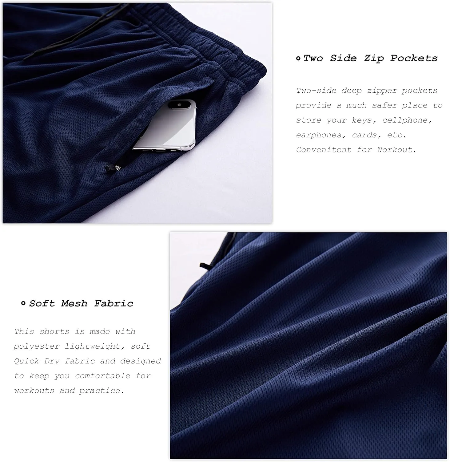 G Gradual Men's Workout Running Shorts Quick Dry Lightweight Gym Shorts with Zip Pockets