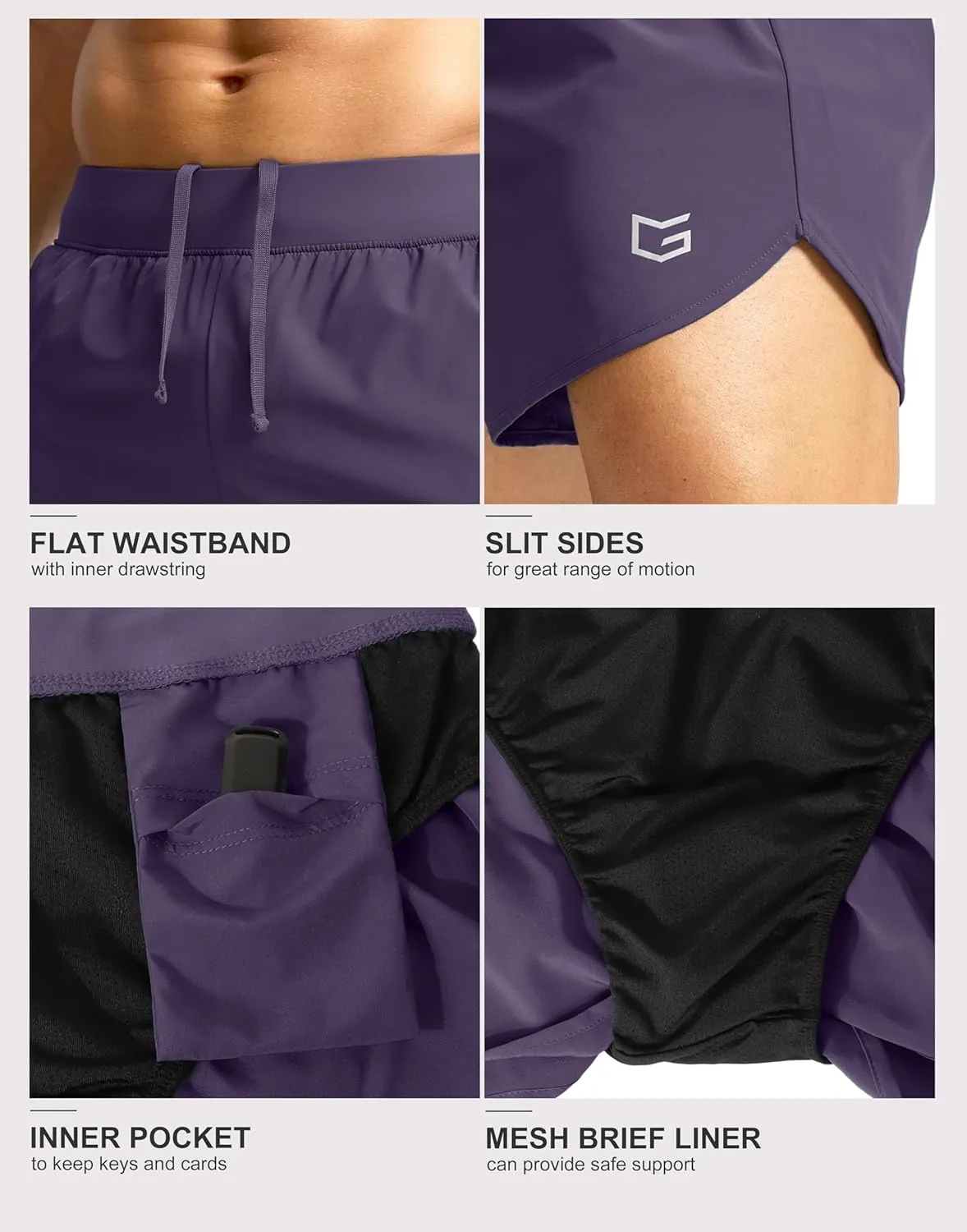 G Gradual Running Shorts for Men 3 Inch Lighweight Quick Dry Workout Gym Athletic Jogging Shorts with Inner Key Pocket