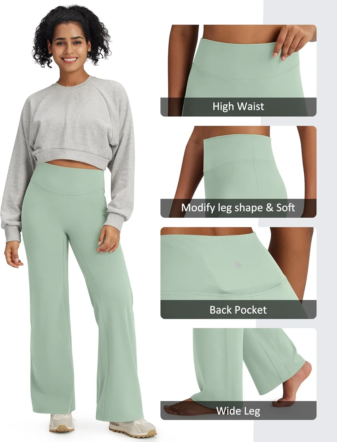 G4Free Barefeel Wide Leg Pants for Women High Waisted Loose Casual Dress Work Yoga Pants 29"/31"/33"