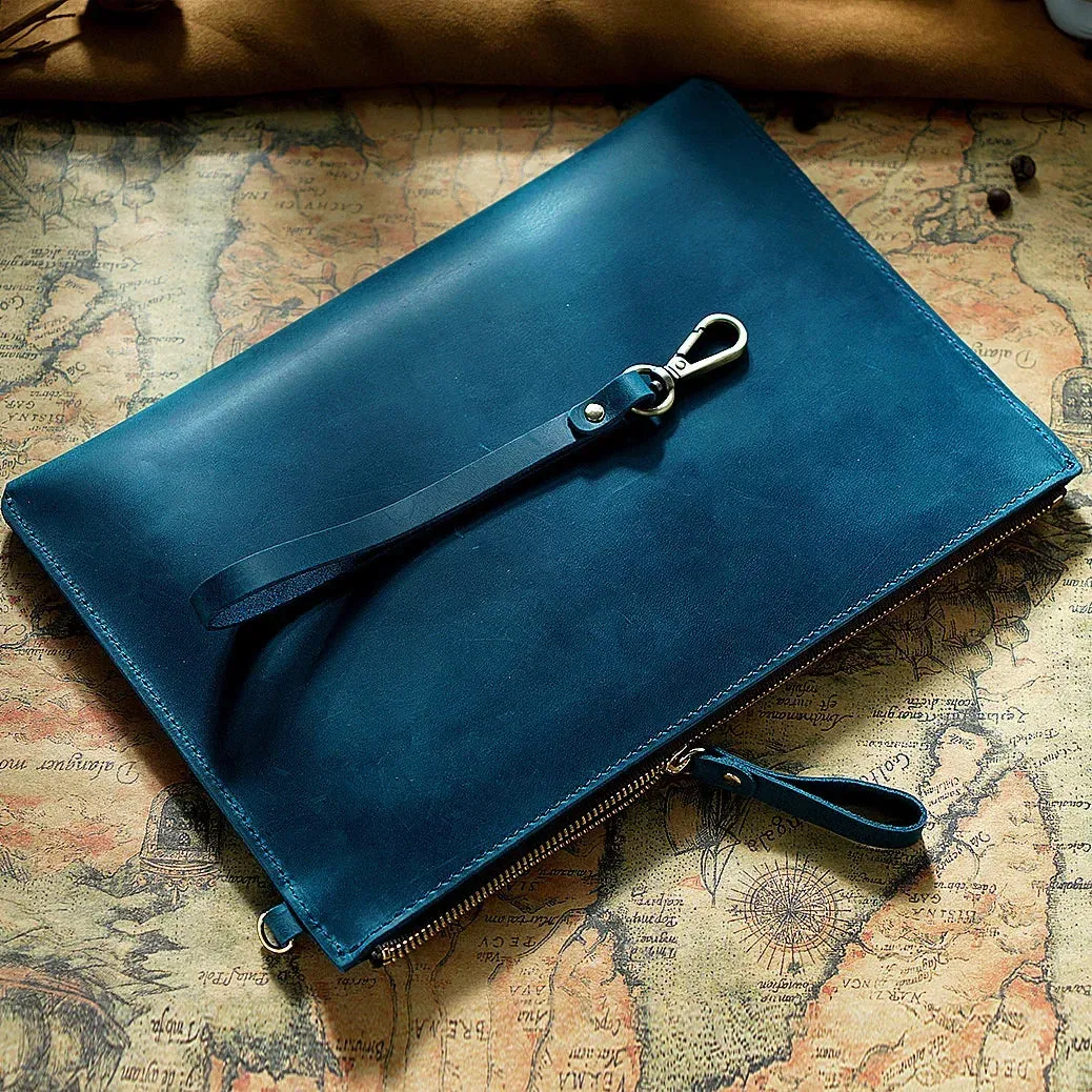Genuine Leather Briefcase Business Luxury Laptop Sleeve Case Bag Fashion Wallet Tablet for iPad Protect Cover Pouch 11*7 inches