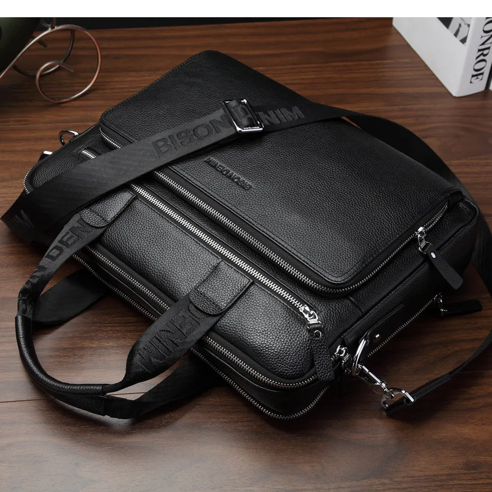 Genuine leather Briefcases 14" Laptop Handbag Men's