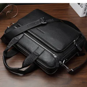 Genuine leather Briefcases 14" Laptop Handbag Men's