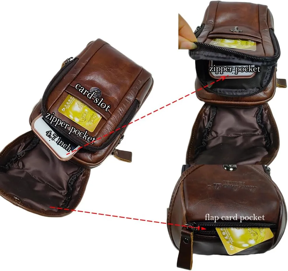 Genuine Leather Formal Waist Bag with Belt Loop for Men Small Shoulder Crossbody Pouch for Travel Outdoor Coffee
