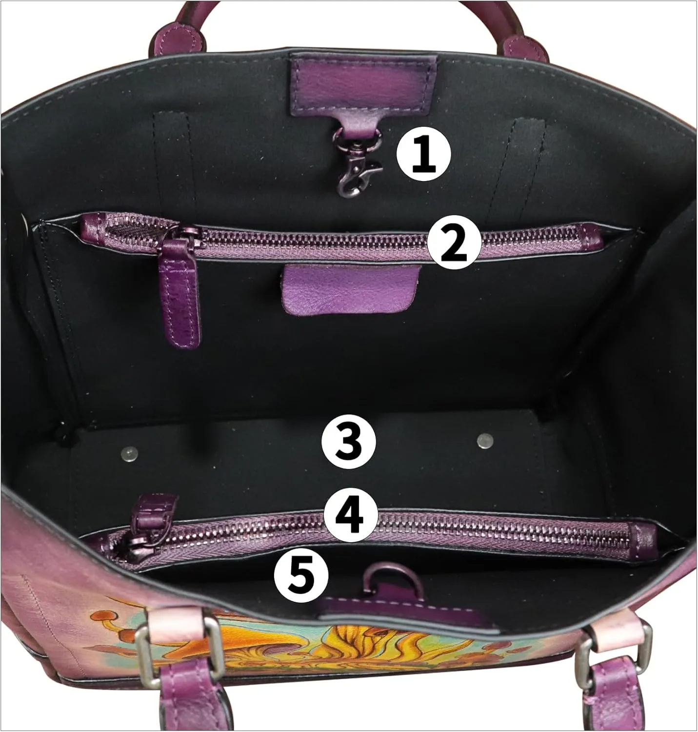 Genuine Leather Handbag for Women Hand Painted Leather Top Handle Satchel Handmade Crossbody Purse Tote Bag