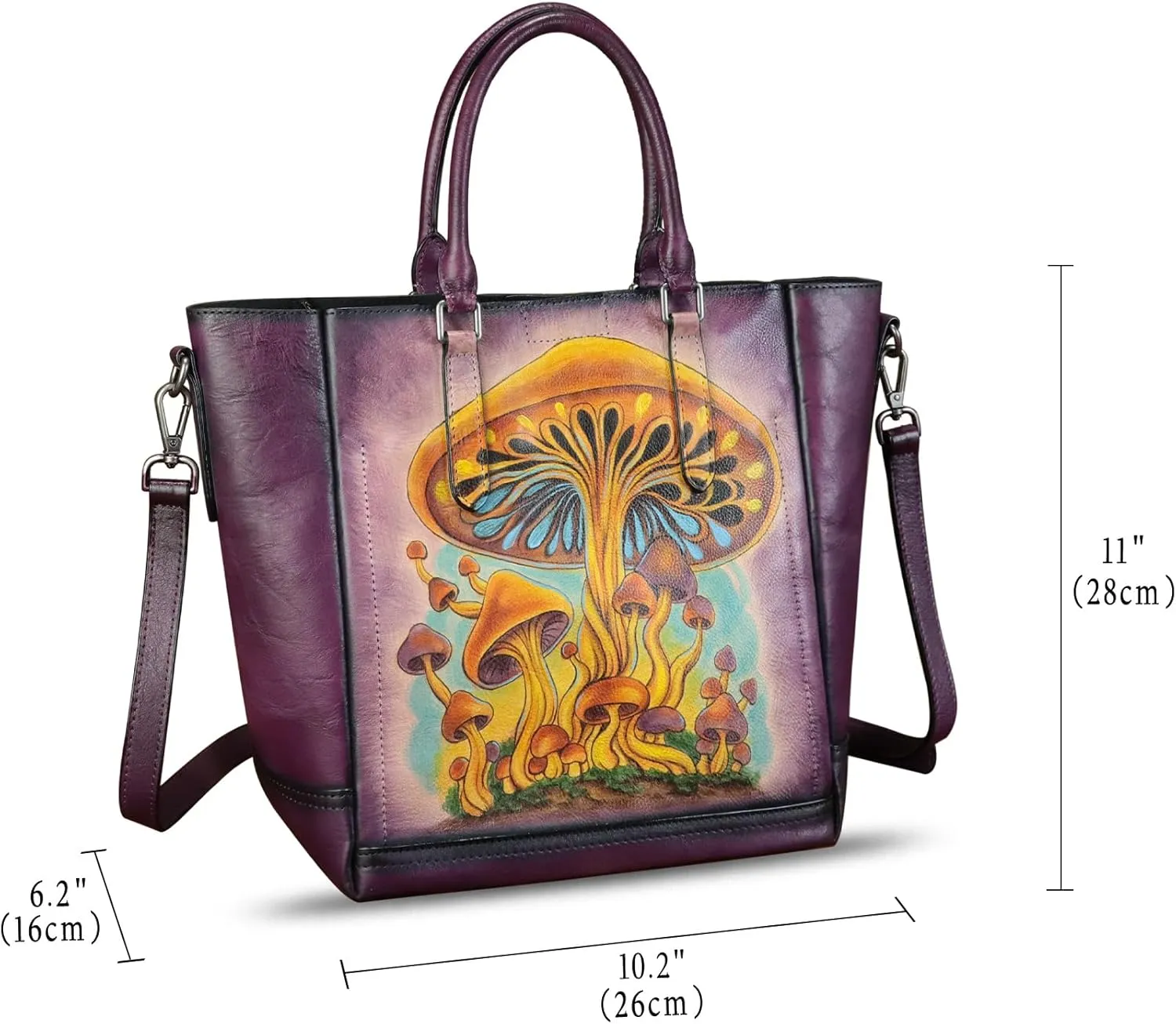 Genuine Leather Handbag for Women Hand Painted Leather Top Handle Satchel Handmade Crossbody Purse Tote Bag