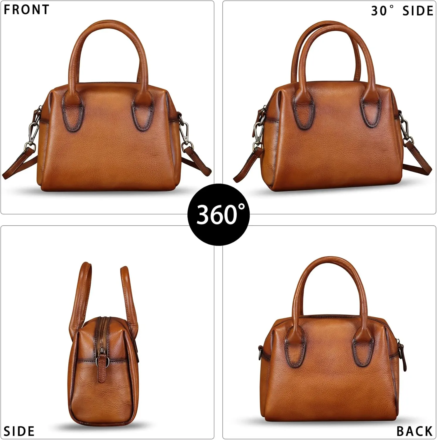Genuine Leather Handbag for Women Leather Top Handle Purse Retro Handmade Satchel Vintage Crossbody Hobo Bag