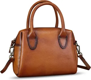 Genuine Leather Handbag for Women Leather Top Handle Purse Retro Handmade Satchel Vintage Crossbody Hobo Bag