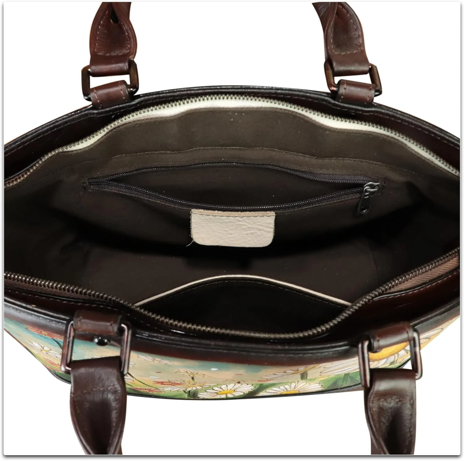 Genuine Leather Handbag Purse for Women Hand Painted Shoulder Handbag Handmade Purse Crossbody Work Tote Casual Bag