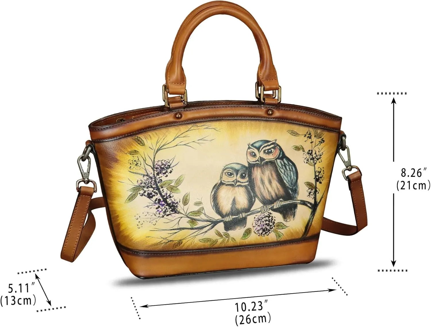 Genuine Leather Handbag Purse for Women Hand Painted Shoulder Handbag Handmade Purse Crossbody Work Tote Casual Bag