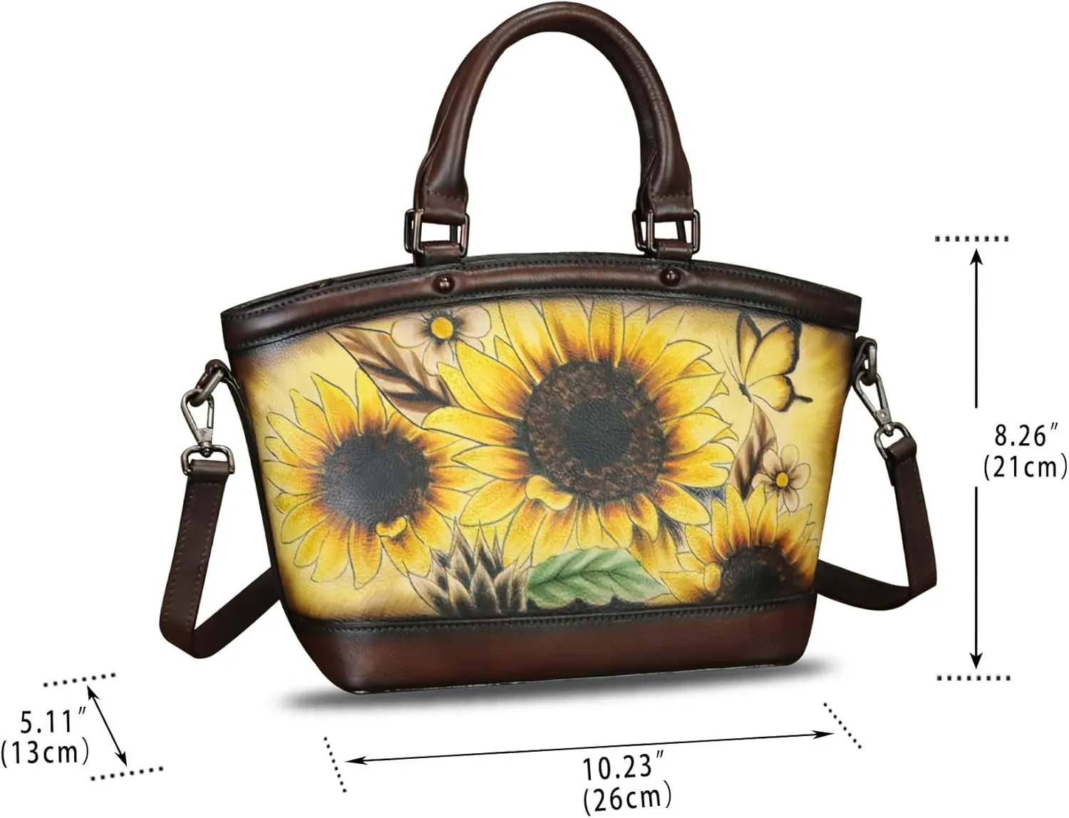 Genuine Leather Handbag Purse for Women Hand Painted Shoulder Handbag Handmade Purse Crossbody Work Tote Casual Bag