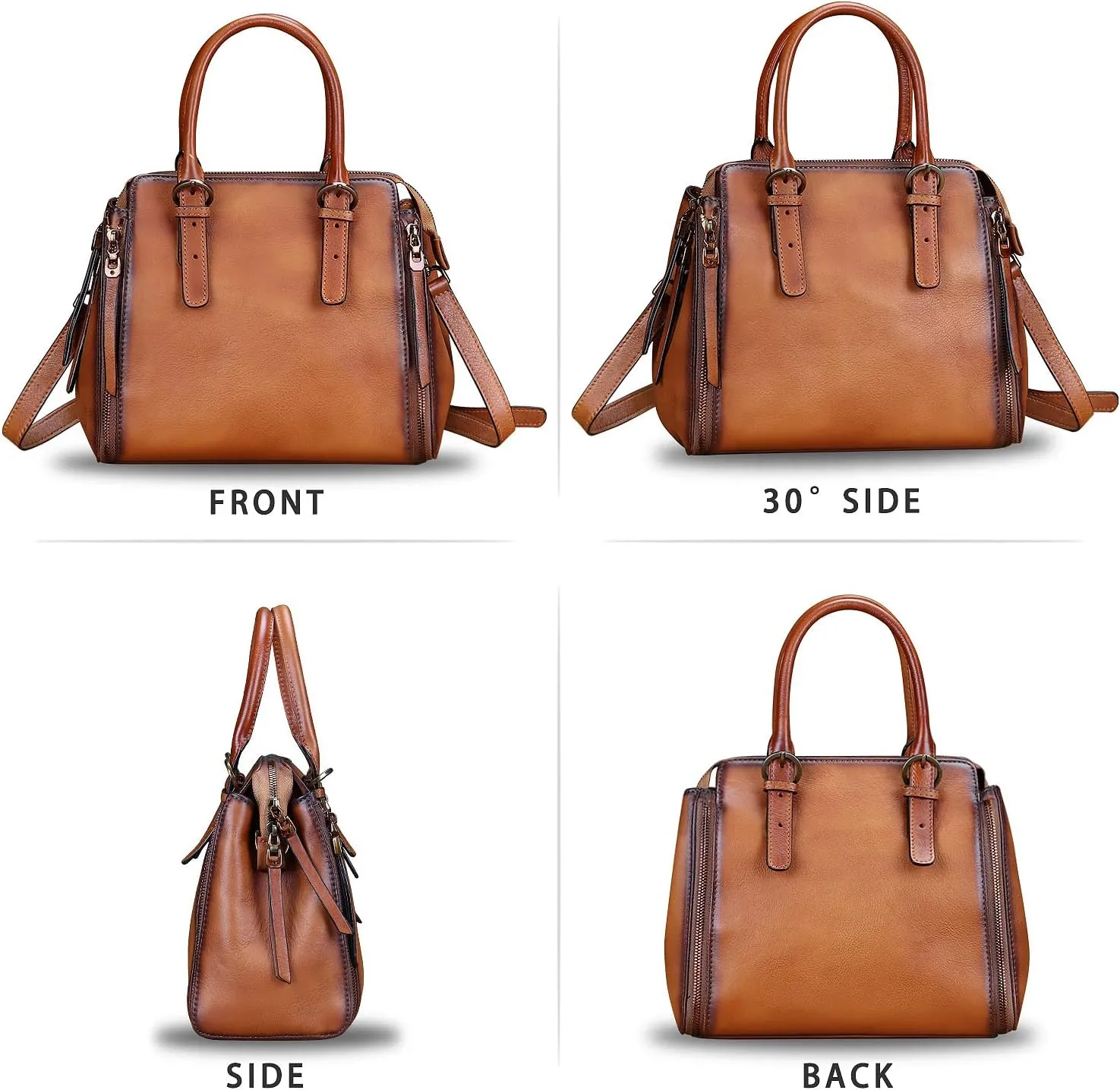 Genuine Leather Handbags Satchel for Women Purse Vintage Handmade Top-Handle Handbag Crossbody Shoulder Bag