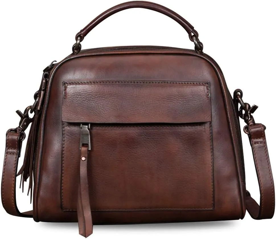 Genuine Leather Purses and Handbags for Women Shoulder Bag Vintage Handmade Real Leather Crossbody Satchel Purse with Strap