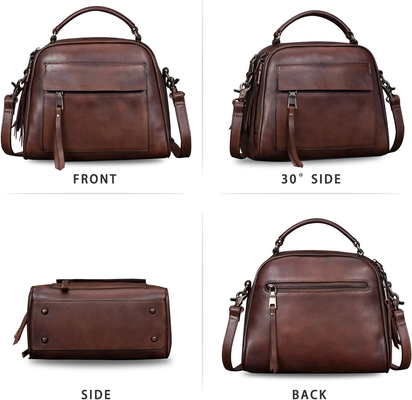 Genuine Leather Purses and Handbags for Women Shoulder Bag Vintage Handmade Real Leather Crossbody Satchel Purse with Strap
