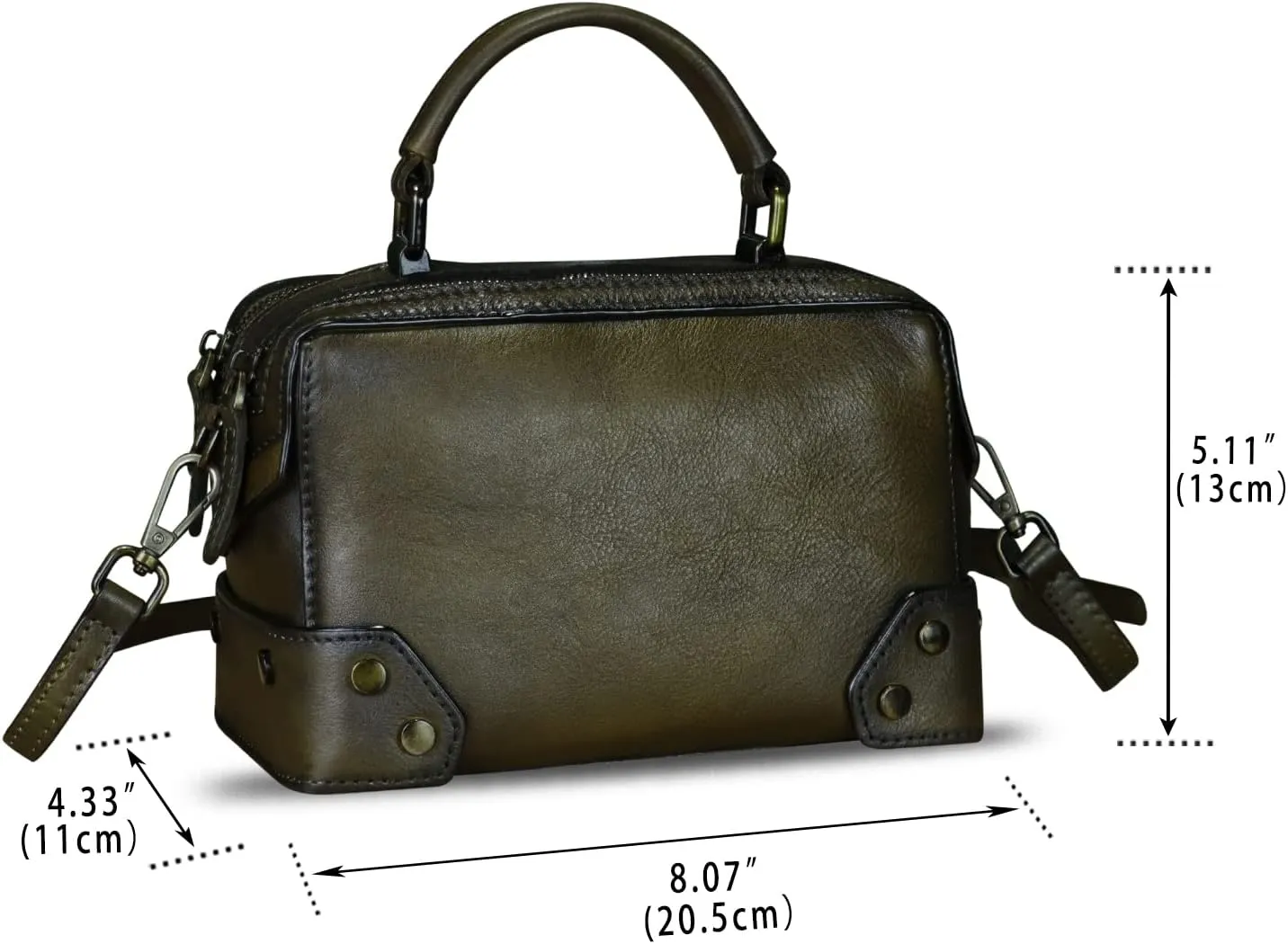 Genuine Leather Satchel for Women Purse Vintage Handmade Top Handle Handbag Retro Designer Crossbody Bag Purse