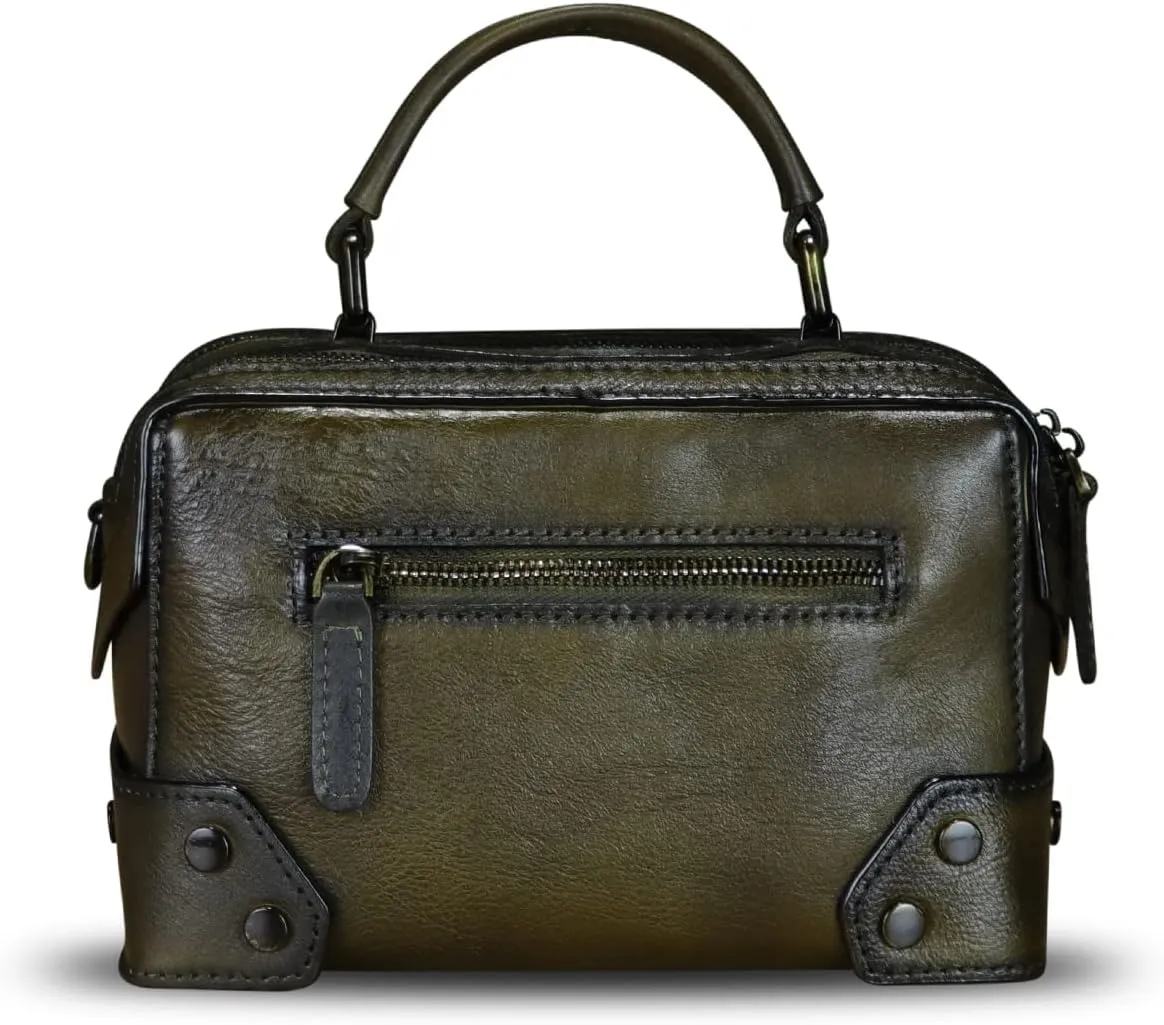 Genuine Leather Satchel for Women Purse Vintage Handmade Top Handle Handbag Retro Designer Crossbody Bag Purse