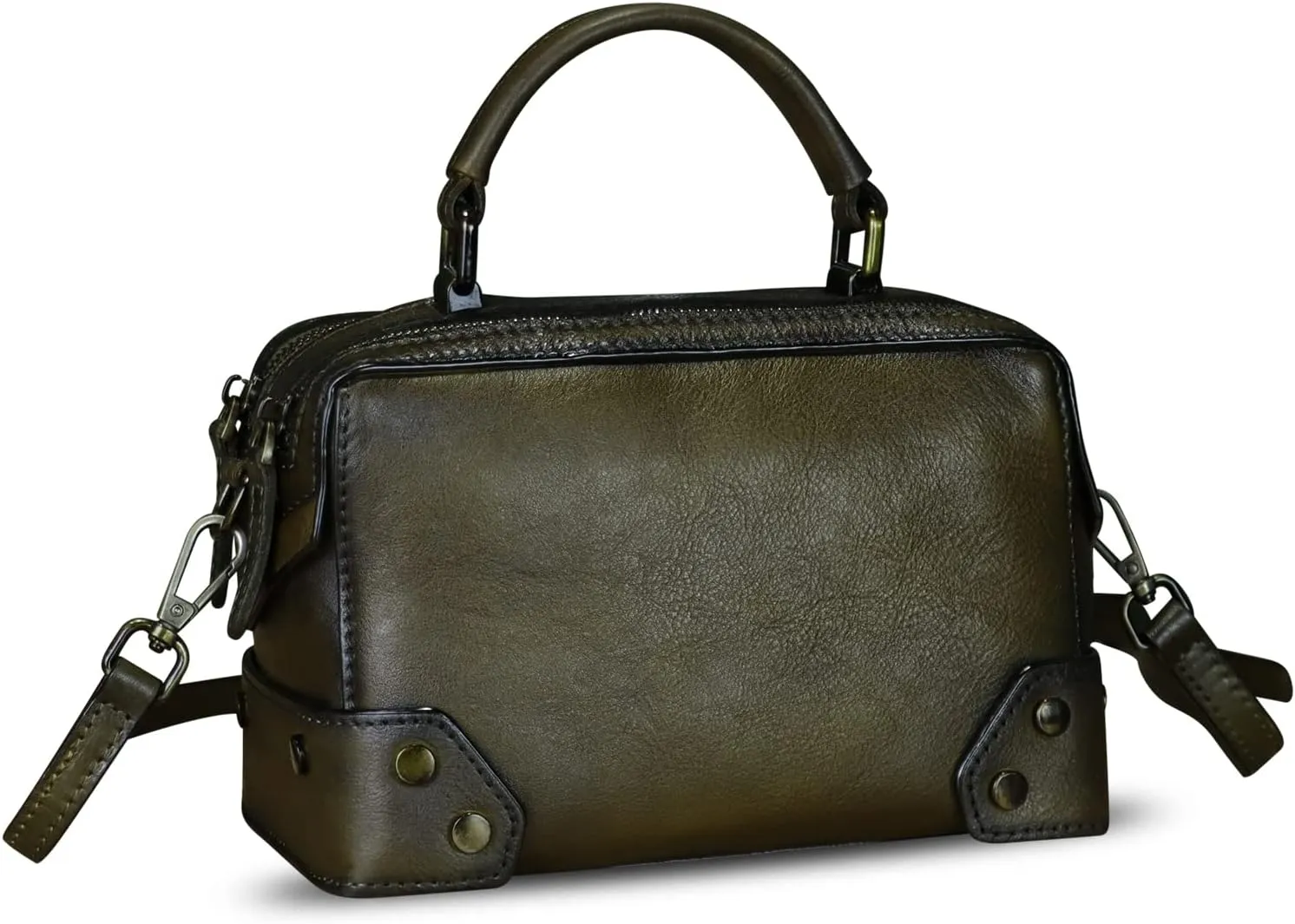 Genuine Leather Satchel for Women Purse Vintage Handmade Top Handle Handbag Retro Designer Crossbody Bag Purse
