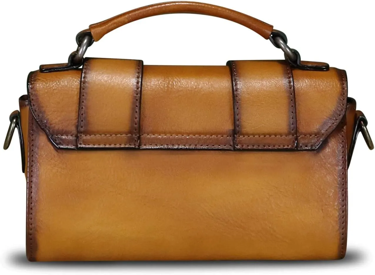 Genuine Leather Satchel for Women Vintage Purse Handmade Handbag Retro Crossbody Bag Purse