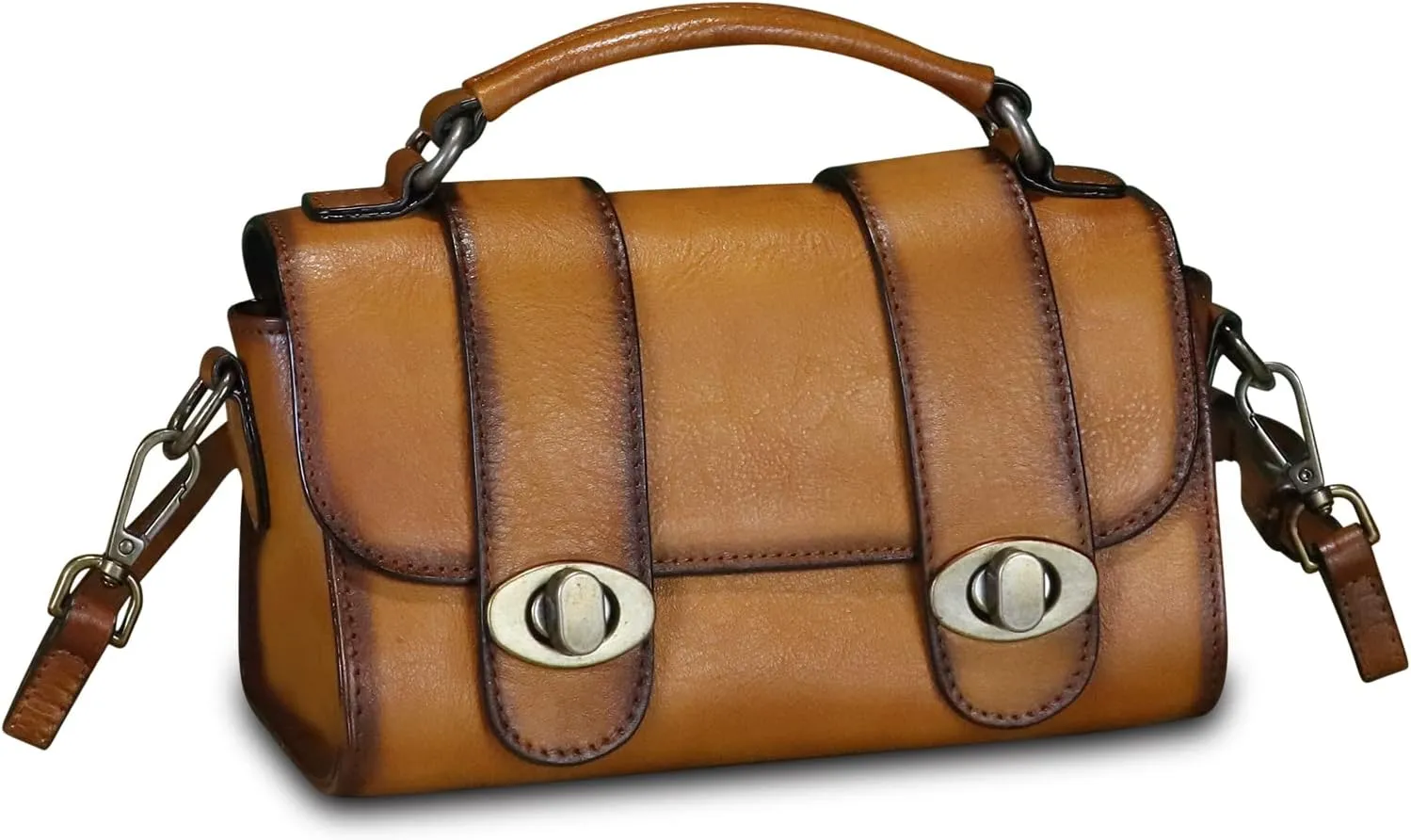 Genuine Leather Satchel for Women Vintage Purse Handmade Handbag Retro Crossbody Bag Purse