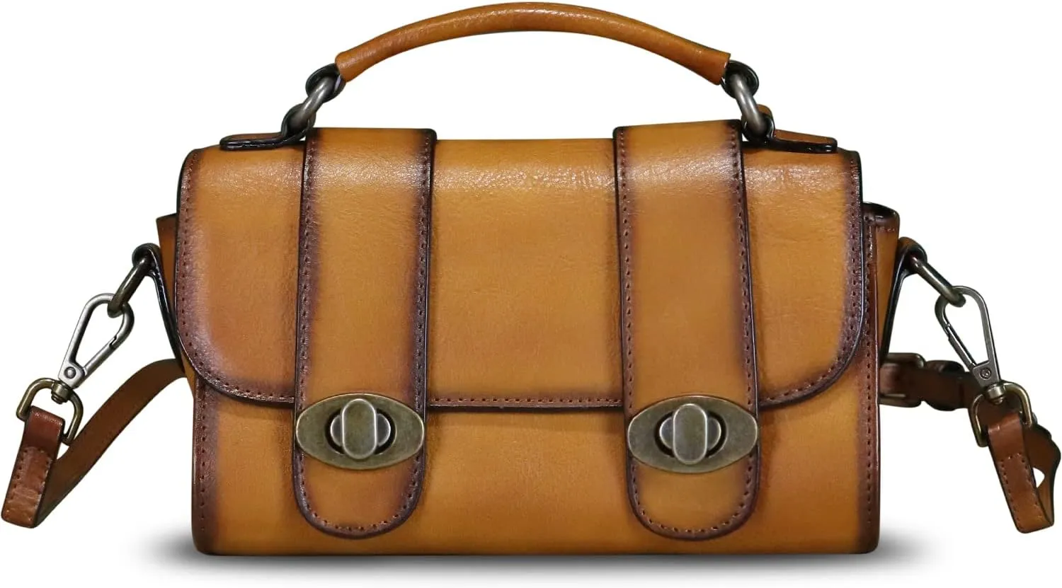 Genuine Leather Satchel for Women Vintage Purse Handmade Handbag Retro Crossbody Bag Purse